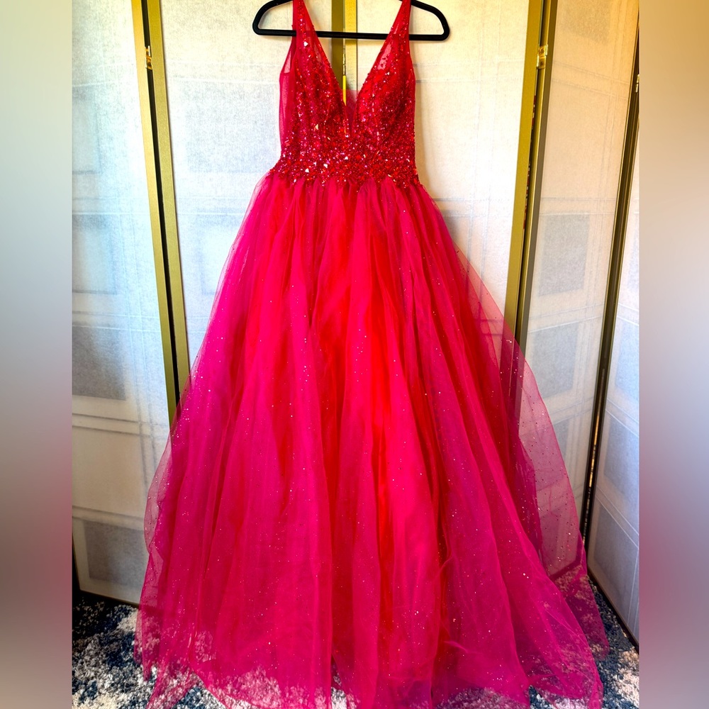 Gorgeous Full-Detailed Red Sequin Dress Size M